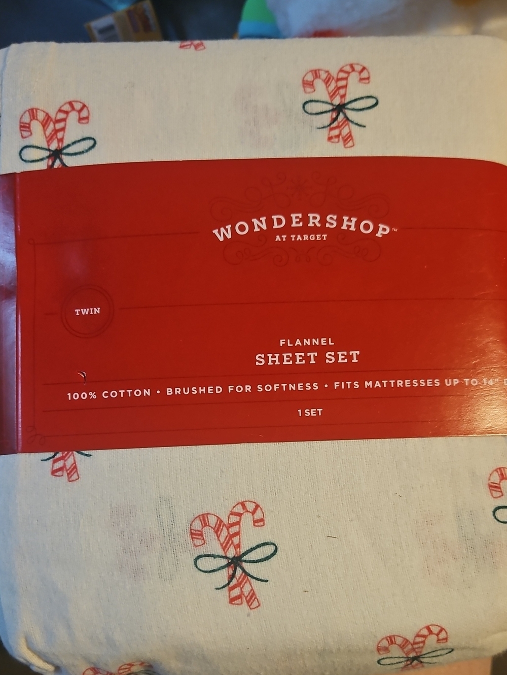 Wondershop Red Candy Cane Flannel Sheet Set - Twin